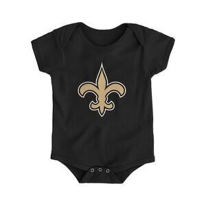 NEW New Orleans Saints Baby OnePiece Bodysuit Sleeper Black Fleur De Lis NFL 24M